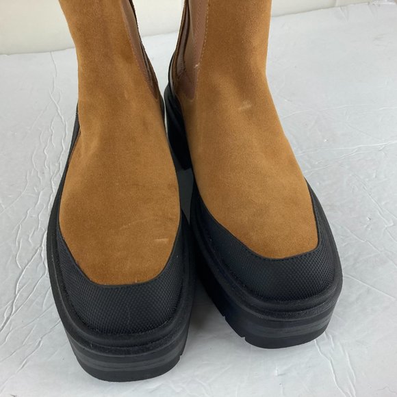 NEW Sam Edelman Womens Sz 8.5 Lulia Brown Suede Chelsea Chunky Heel Platform - Picture 6 of 12